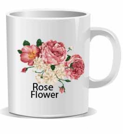 แก้วเซรามิคสีขาว Rose flower mug